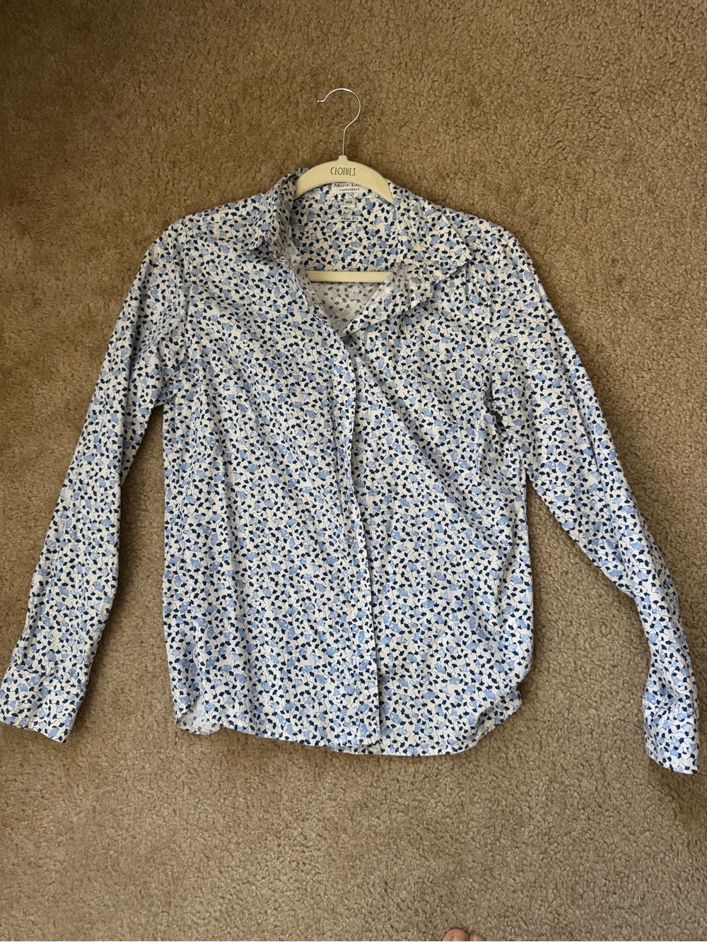 Women's Blue Floral Button-Down Shirt 100% cotton slim fit